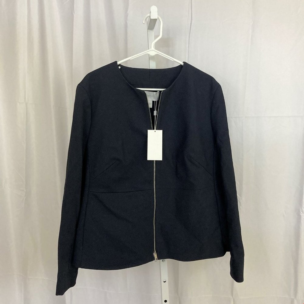 Hugo Boss Nordstrom NEW Women's Size 16 Navy Blue Professional Ribbed Blazer NWT